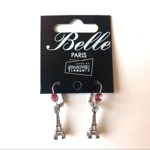 Belle Paris Eiffel Tower Earrings Swarovski Pink